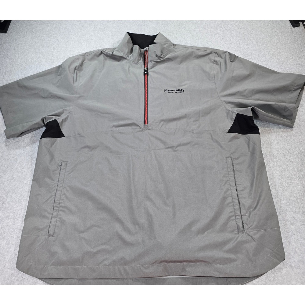 FootJoy HydroLite X Golf Rain Shirt Mens XL Gray Firestone CC Short Sleeve Zip